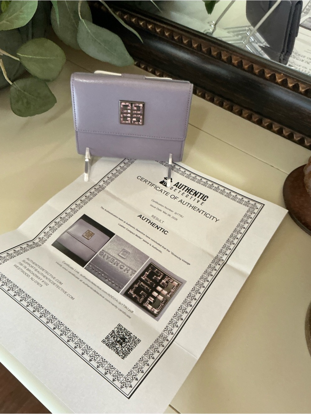 Authentic Givenchy 4G Lavender Leather Bifold Continental Wallet w/ COA